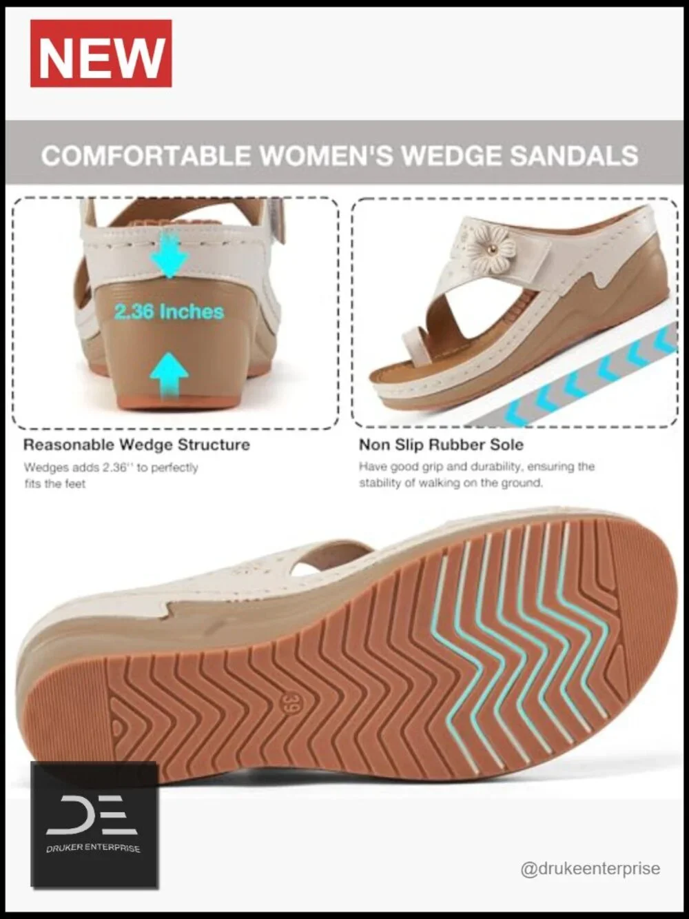 Wedge Sandals Platform Flip Flops All-Day Comfort Summer Walking Shoes Dressy